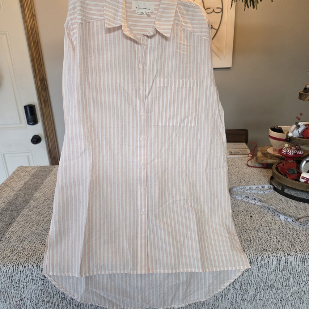Anthropologie Pink Striped Shirt Dress